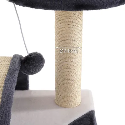 lionto arbre à chat compact avec arc à griffer et balle en peluche