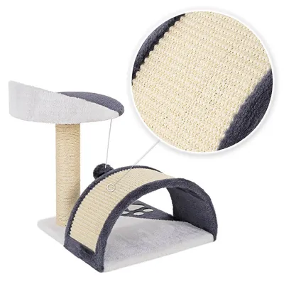 lionto arbre à chat compact avec arc à griffer et balle en peluche