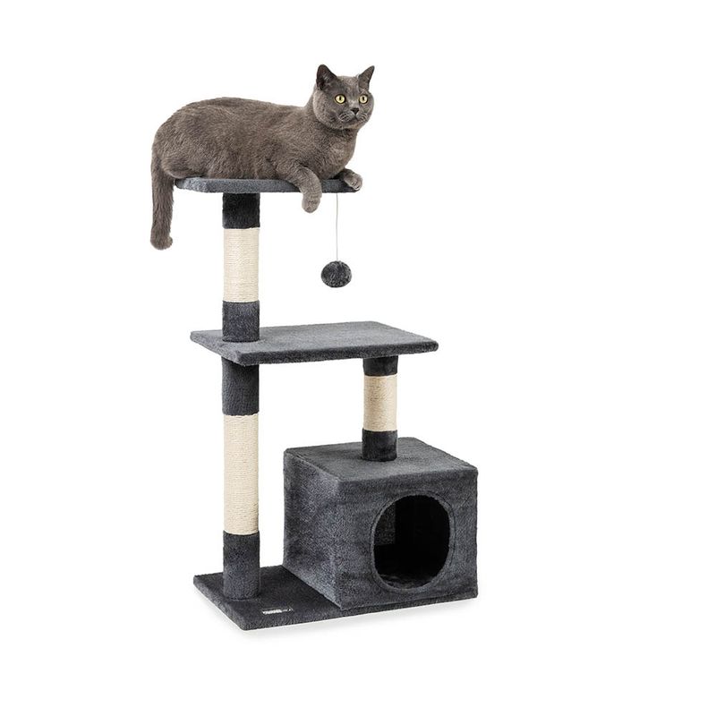 lionto arbre à chat avec niche, plateformes et balle en peluche