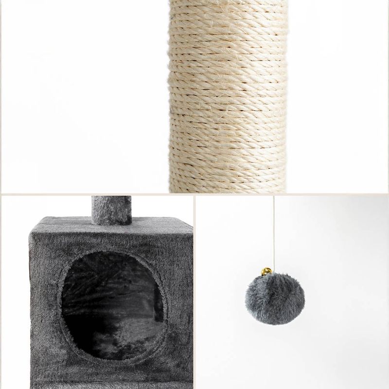 lionto arbre à chat avec niche, plateformes et balle en peluche