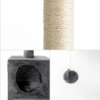 lionto arbre à chat avec niche, plateformes et balle en peluche