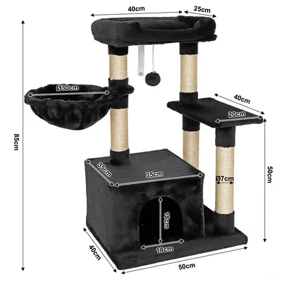 lionto arbre à chat avec balle en peluche & niche douillette