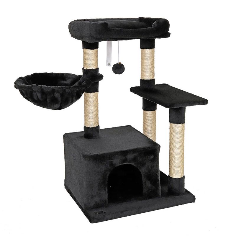 lionto arbre à chat avec balle en peluche & niche douillette