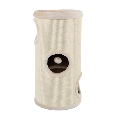 lionto arbre à griffer en sisal avec balle de jeu et rebord en peluche