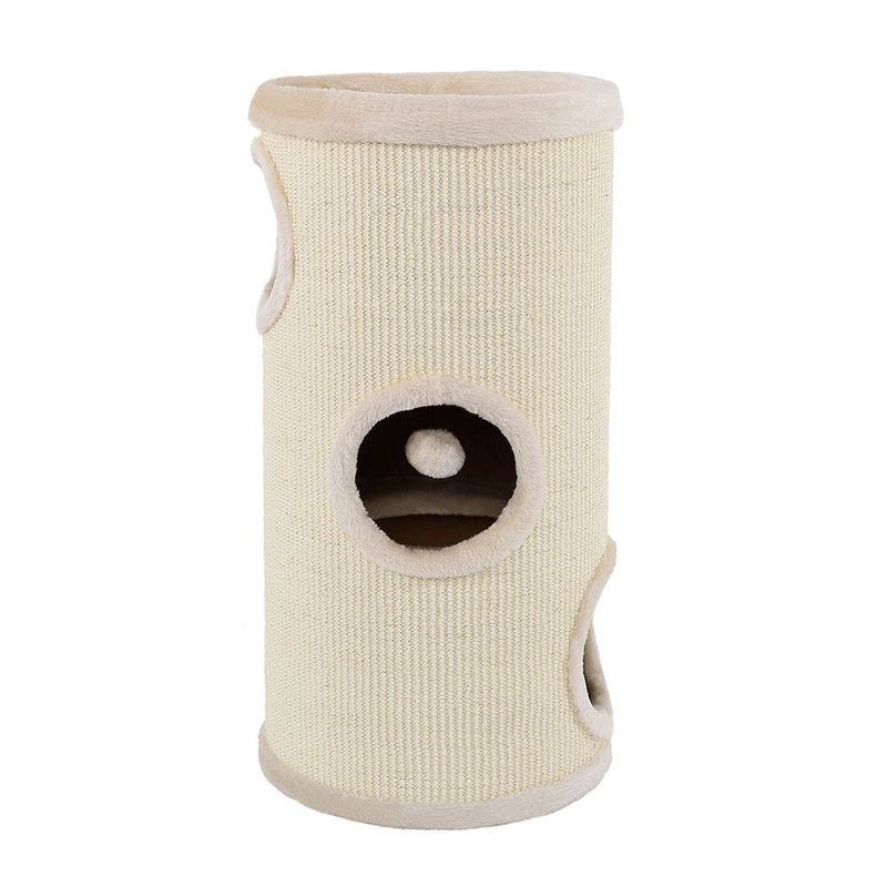lionto arbre à griffer en sisal avec balle de jeu et rebord en peluche