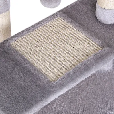 lionto arbre à chat avec 2 balles, niche, lit et poteaux en sisal