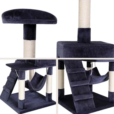 lionto arbre à chat avec hamac, tunnel et poteaux en sisal