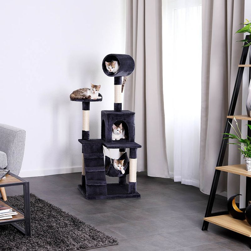 lionto arbre à chat avec hamac, tunnel et poteaux en sisal