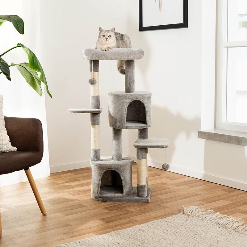 lionto arbre à chat avec niches, plateformes, jouets et sisal robuste