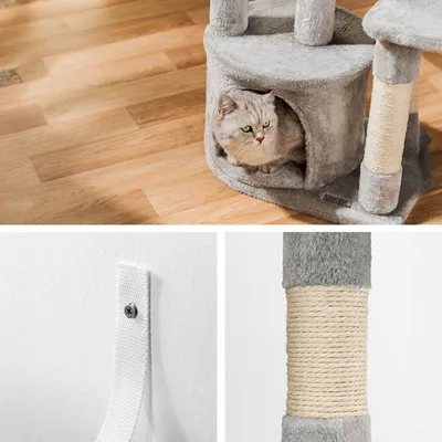 lionto arbre à chat avec niches, plateformes, jouets et sisal robuste