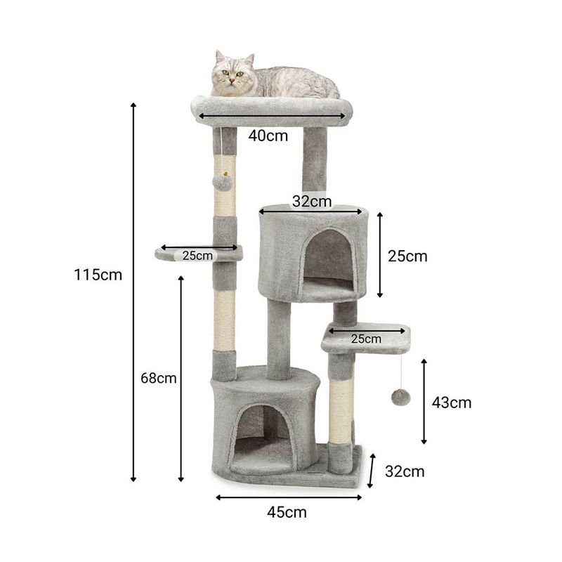 lionto arbre à chat avec niches, plateformes, jouets et sisal robuste