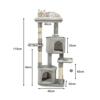 lionto arbre à chat avec niches, plateformes, jouets et sisal robuste