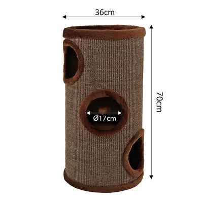 lionto arbre à griffer en sisal avec balle de jeu et rebord en peluche