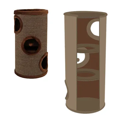 lionto arbre à griffer en sisal avec balle de jeu et rebord en peluche