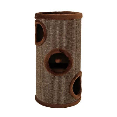 lionto arbre à griffer en sisal avec balle de jeu et rebord en peluche