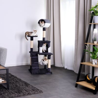 lionto arbre à chat avec hamac, tunnel et poteaux en sisal