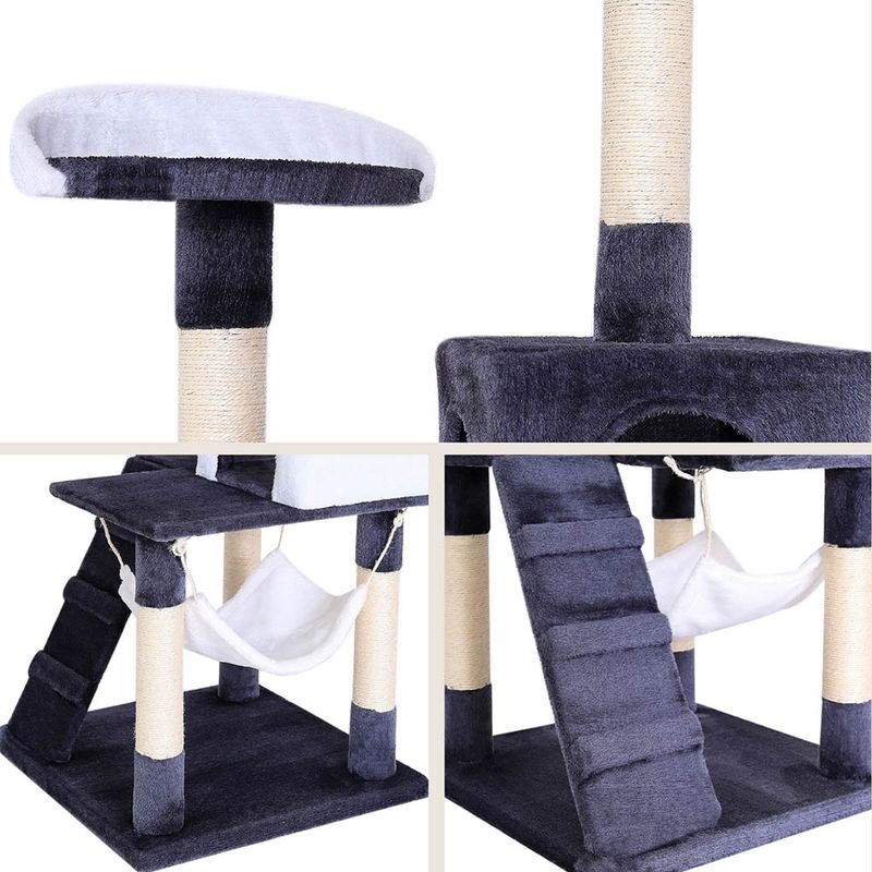 lionto arbre à chat avec hamac, tunnel et poteaux en sisal