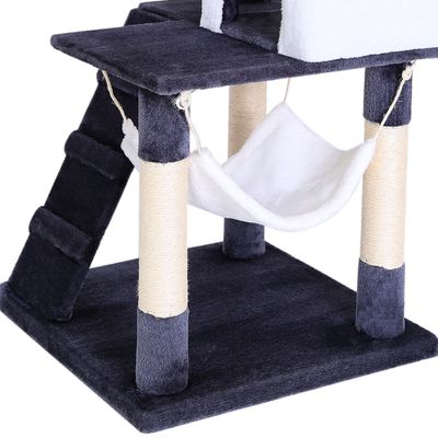 lionto arbre à chat avec hamac, tunnel et poteaux en sisal