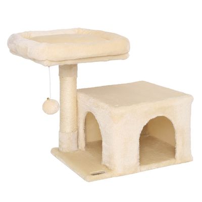 lionto arbre à chat avec niche, lit moelleux et balle en peluche