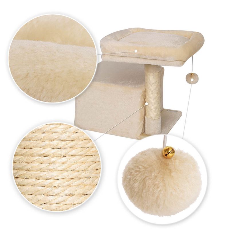 lionto arbre à chat avec niche, lit moelleux et balle en peluche