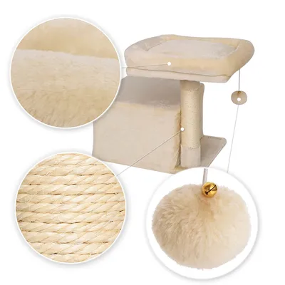 lionto arbre à chat avec niche, lit moelleux et balle en peluche