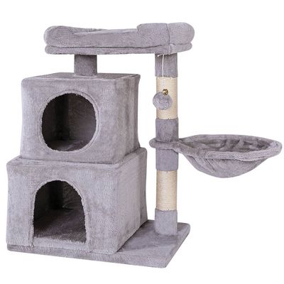 lionto arbre à chat avec 2 niches, lit, hamac et balle suspendue