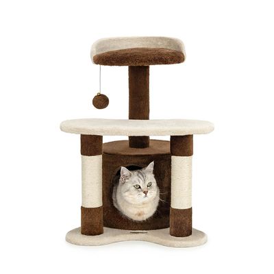 lionto arbre à chat avec grotte et balle en peluche, sisal et confort