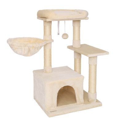 lionto arbre à chat avec balle en peluche & niche douillette