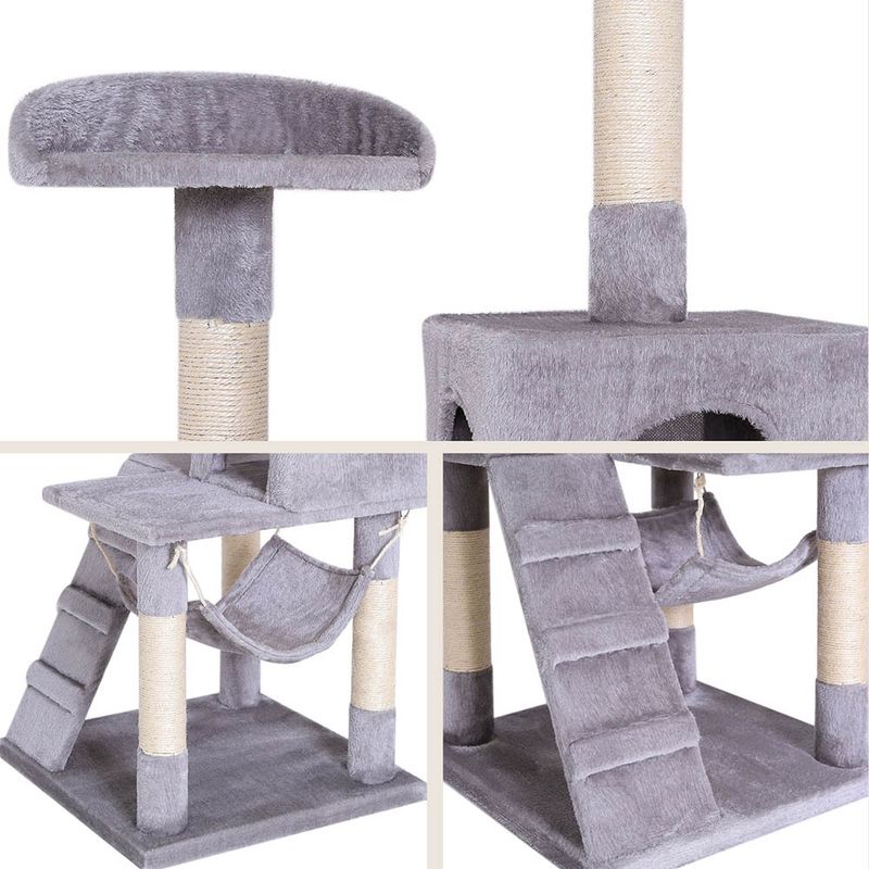 lionto arbre à chat avec hamac, tunnel et poteaux en sisal