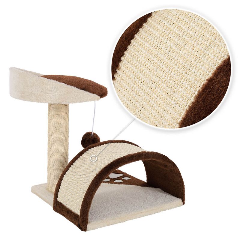 lionto arbre à chat compact avec arc à griffer et balle en peluche