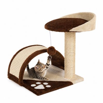 lionto kompakter Kratzbaum 43 cm mit Kratzbogen und Plüschball