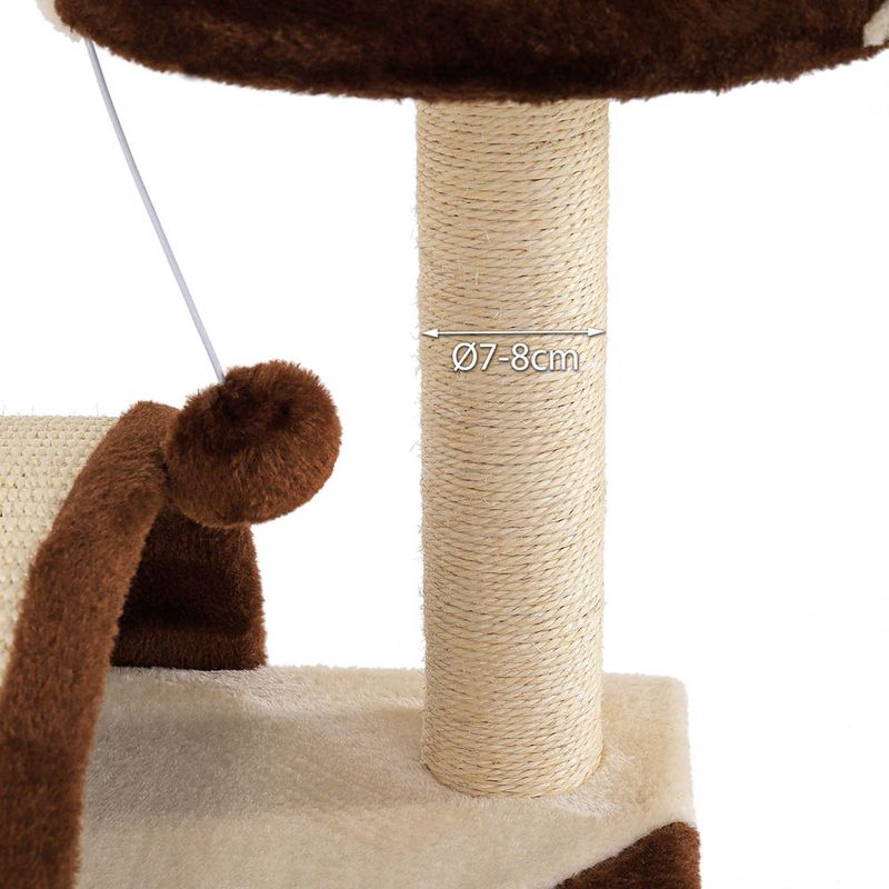lionto arbre à chat compact avec arc à griffer et balle en peluche