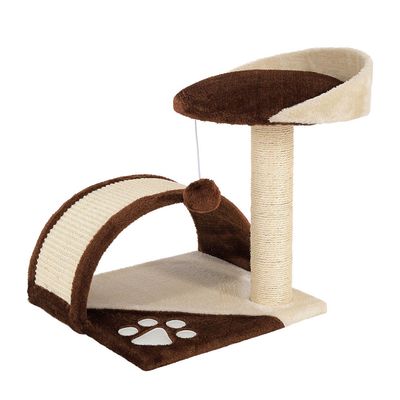lionto arbre à chat compact avec arc à griffer et balle en peluche