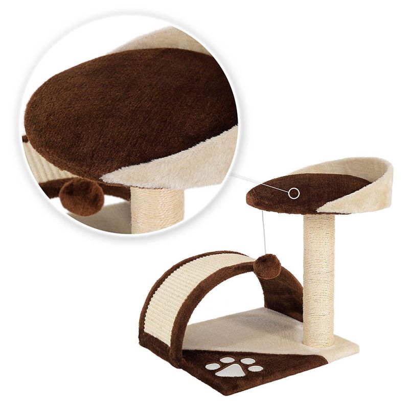 lionto arbre à chat compact avec arc à griffer et balle en peluche