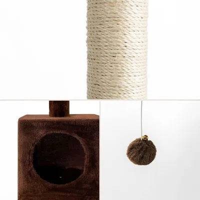 lionto arbre à chat avec niche, plateformes et balle en peluche