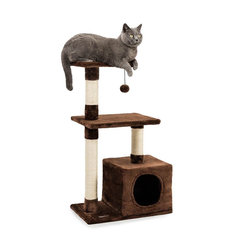 lionto arbre à chat avec niche, plateformes et balle en peluche