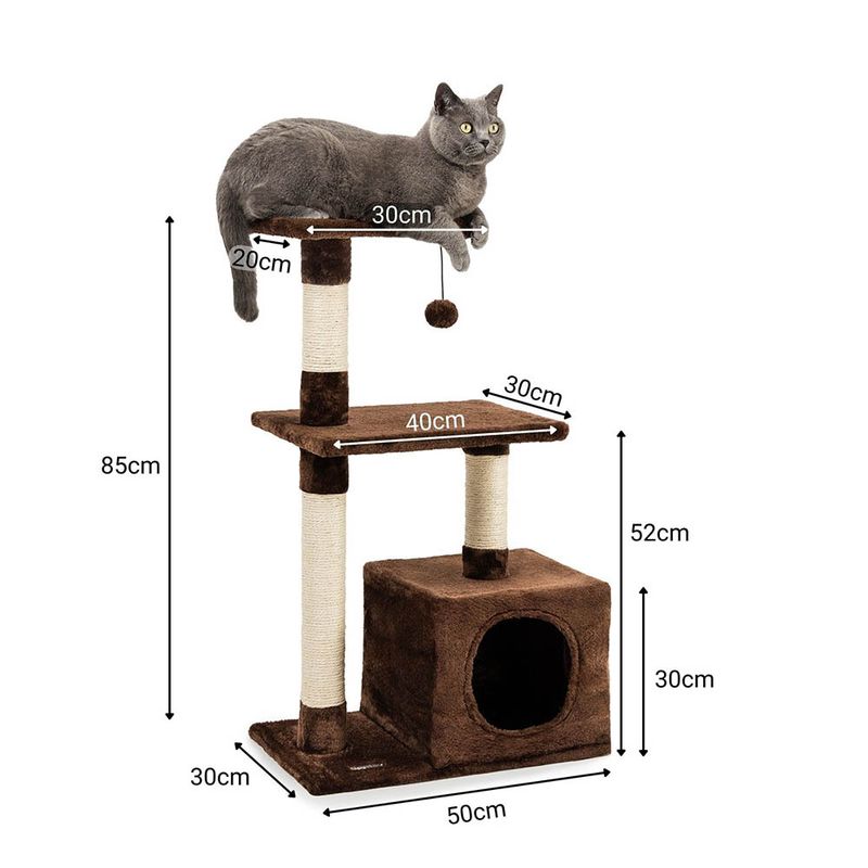lionto arbre à chat avec niche, plateformes et balle en peluche