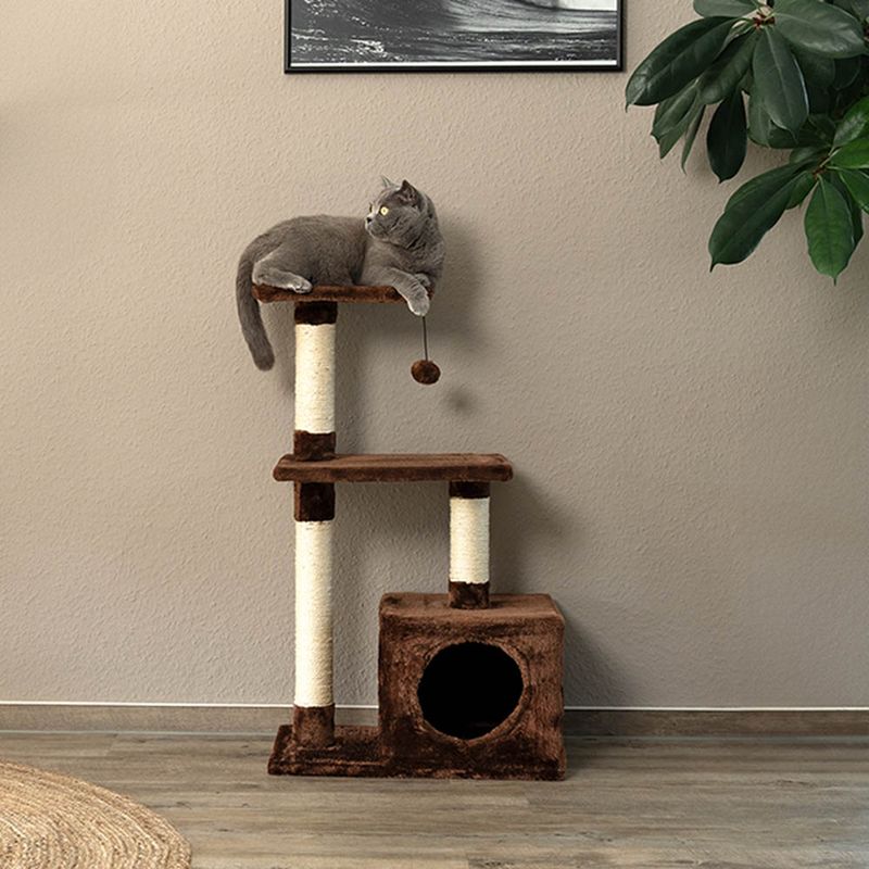 lionto arbre à chat avec niche, plateformes et balle en peluche