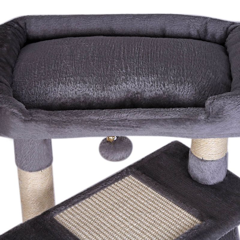 lionto arbre à chat avec 2 balles, niche, lit et poteaux en sisal