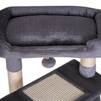 lionto arbre à chat avec 2 balles, niche, lit et poteaux en sisal