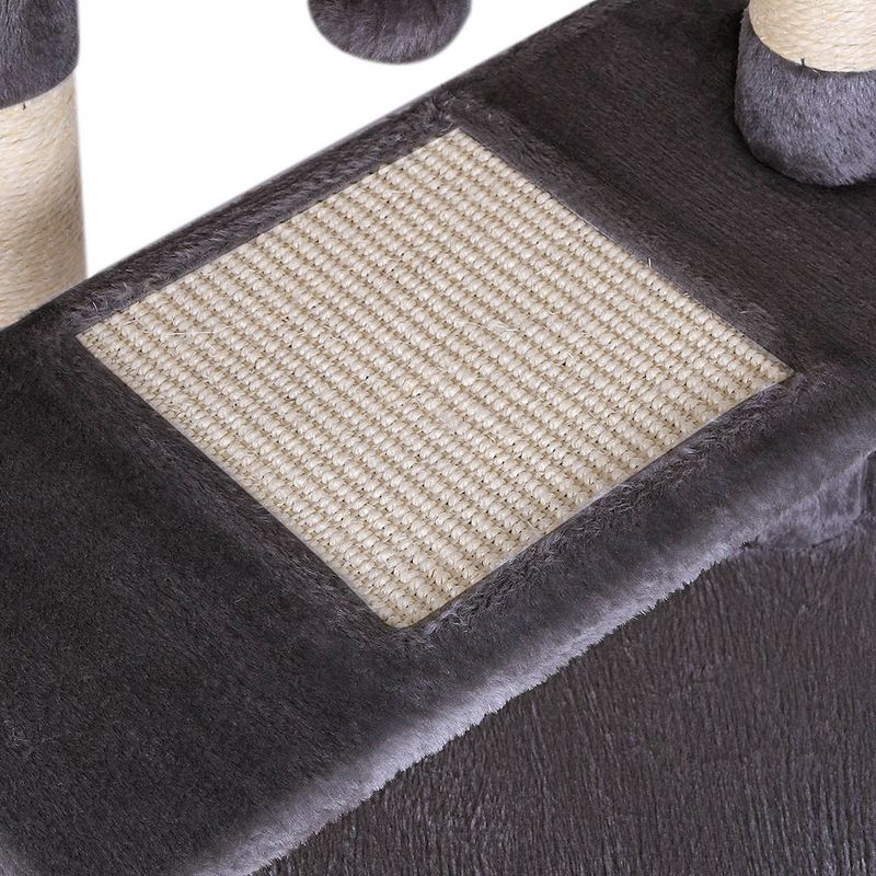lionto arbre à chat avec 2 balles, niche, lit et poteaux en sisal