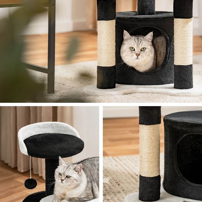 lionto arbre à chat avec grotte et balle en peluche, sisal et confort