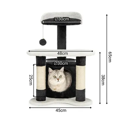 lionto arbre à chat avec grotte et balle en peluche, sisal et confort