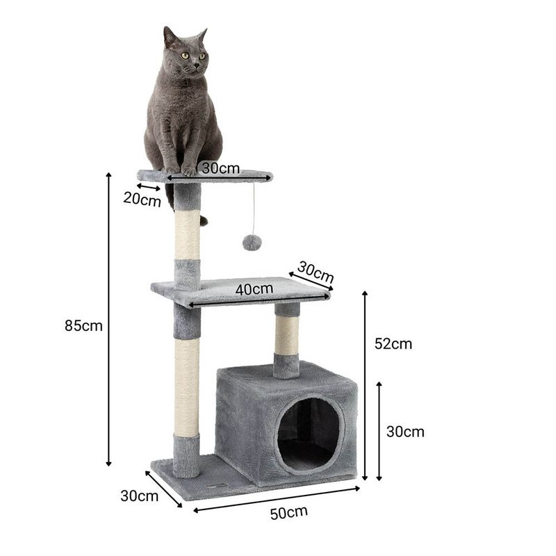 lionto arbre à chat avec niche, plateformes et balle en peluche