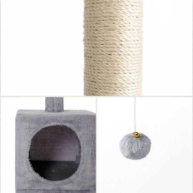 lionto arbre à chat avec niche, plateformes et balle en peluche