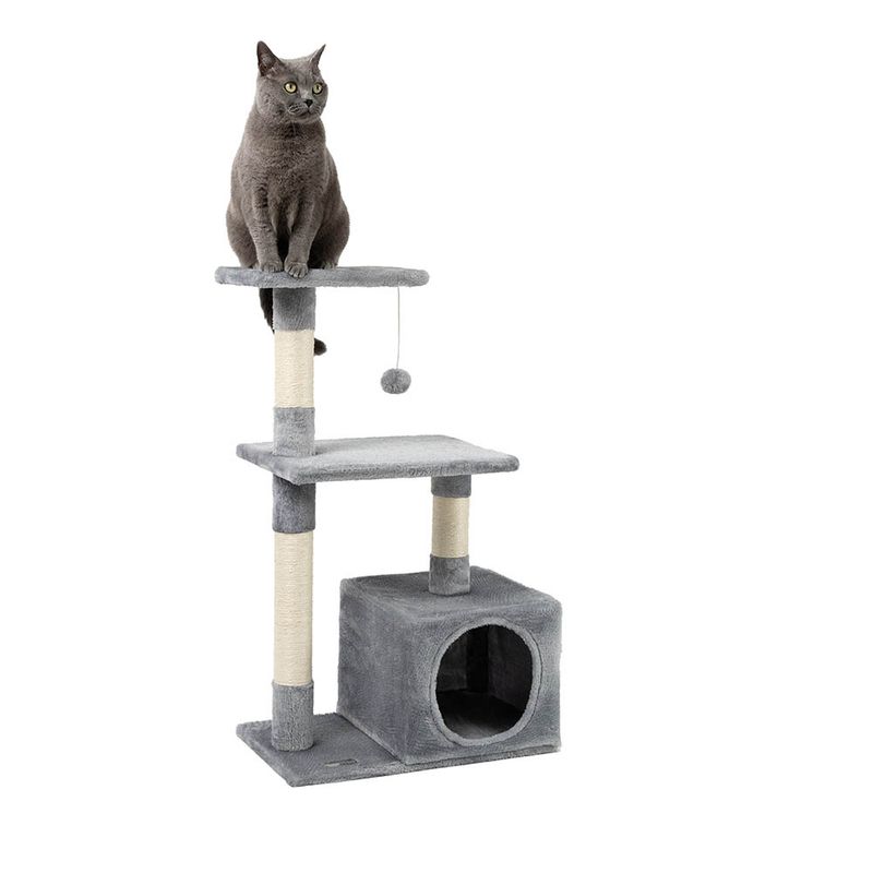 lionto arbre à chat avec niche, plateformes et balle en peluche
