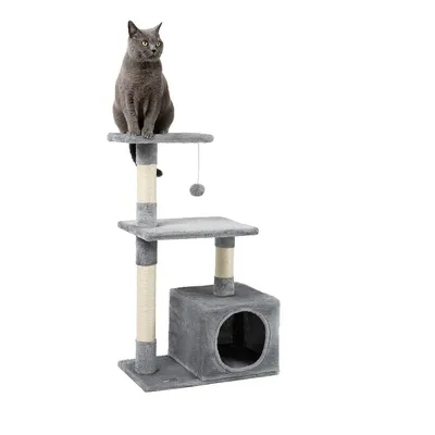lionto arbre à chat avec niche, plateformes et balle en peluche