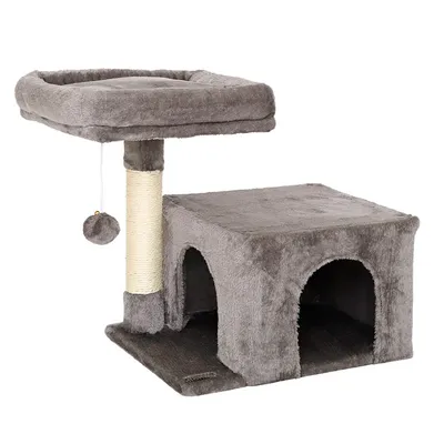 lionto arbre à chat avec niche, lit moelleux et balle en peluche lionto arbre à chat avec niche, lit moelleux et balle en peluche