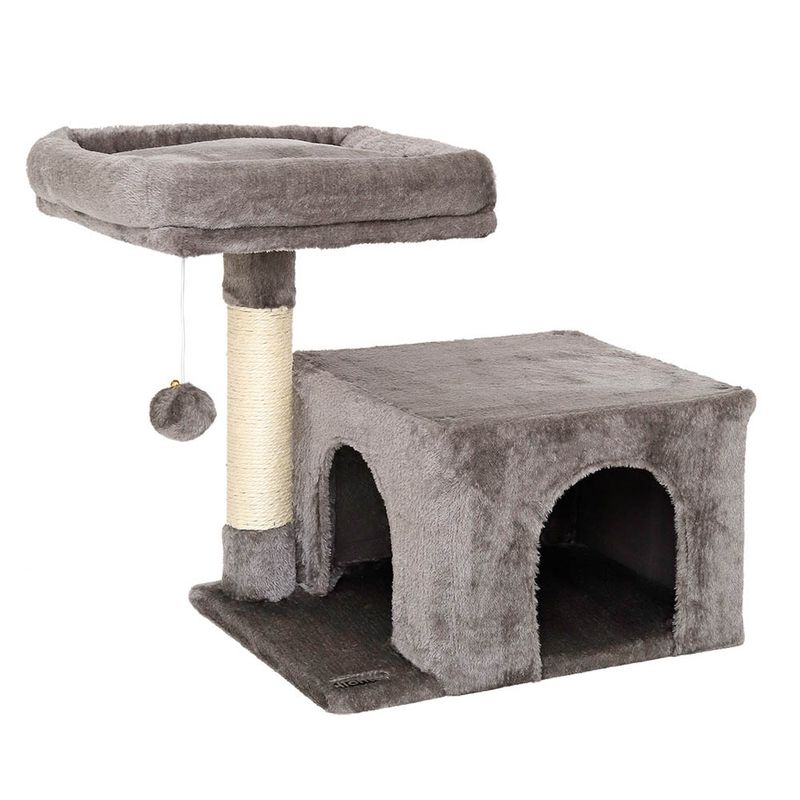 lionto arbre à chat avec niche, lit moelleux et balle en peluche
