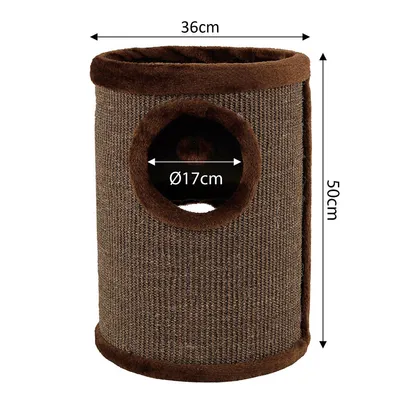 lionto arbre à griffer en sisal avec balle de jeu et rebord en peluche